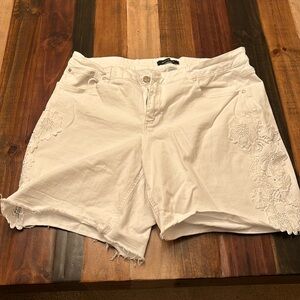 Ashley Stewart White Jean Shorts